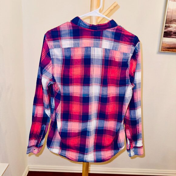 H&M Slim Fit Plaid Button-Down Shirt – Red/Blue, Size Small - Picture 3 of 3